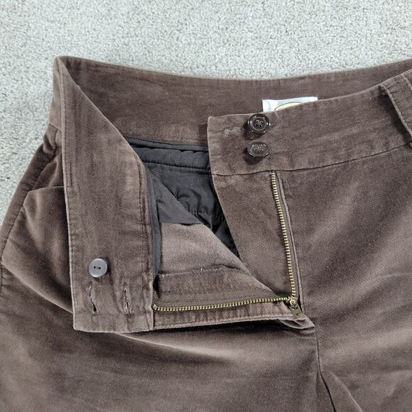Talbots Womens Velvet Pants 12 Brown Stretch High‎ Rise Straight Leg Ankle - Picture 7 of 12